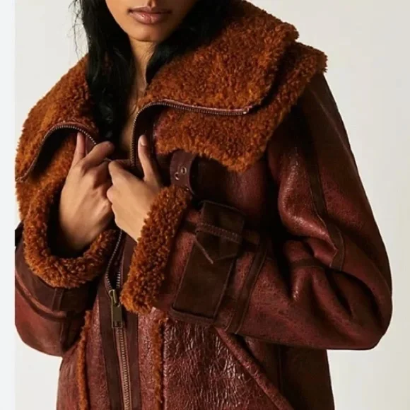 Free People We the Free Maverick Shearling Jacket XS